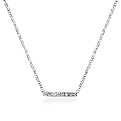 14K White Gold Petite Pave Diamond Bar Necklace — Gabriel & Co. NK5422W45JJ