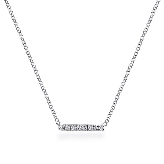 14K White Gold Petite Pave Diamond Bar Necklace — Gabriel & Co. NK5422W45JJ