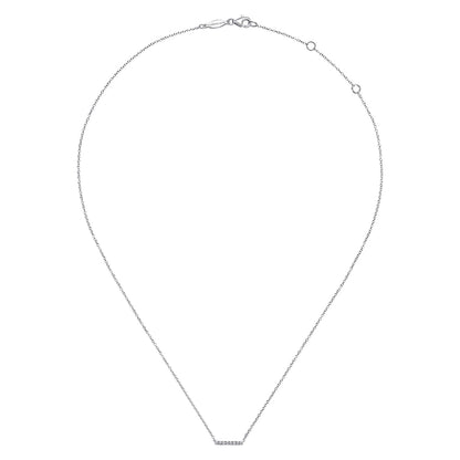 14K White Gold Petite Pave Diamond Bar Necklace — Gabriel & Co. NK5422W45JJ