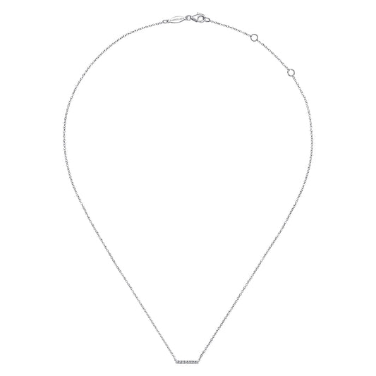 14K White Gold Petite Pave Diamond Bar Necklace — Gabriel & Co. NK5422W45JJ