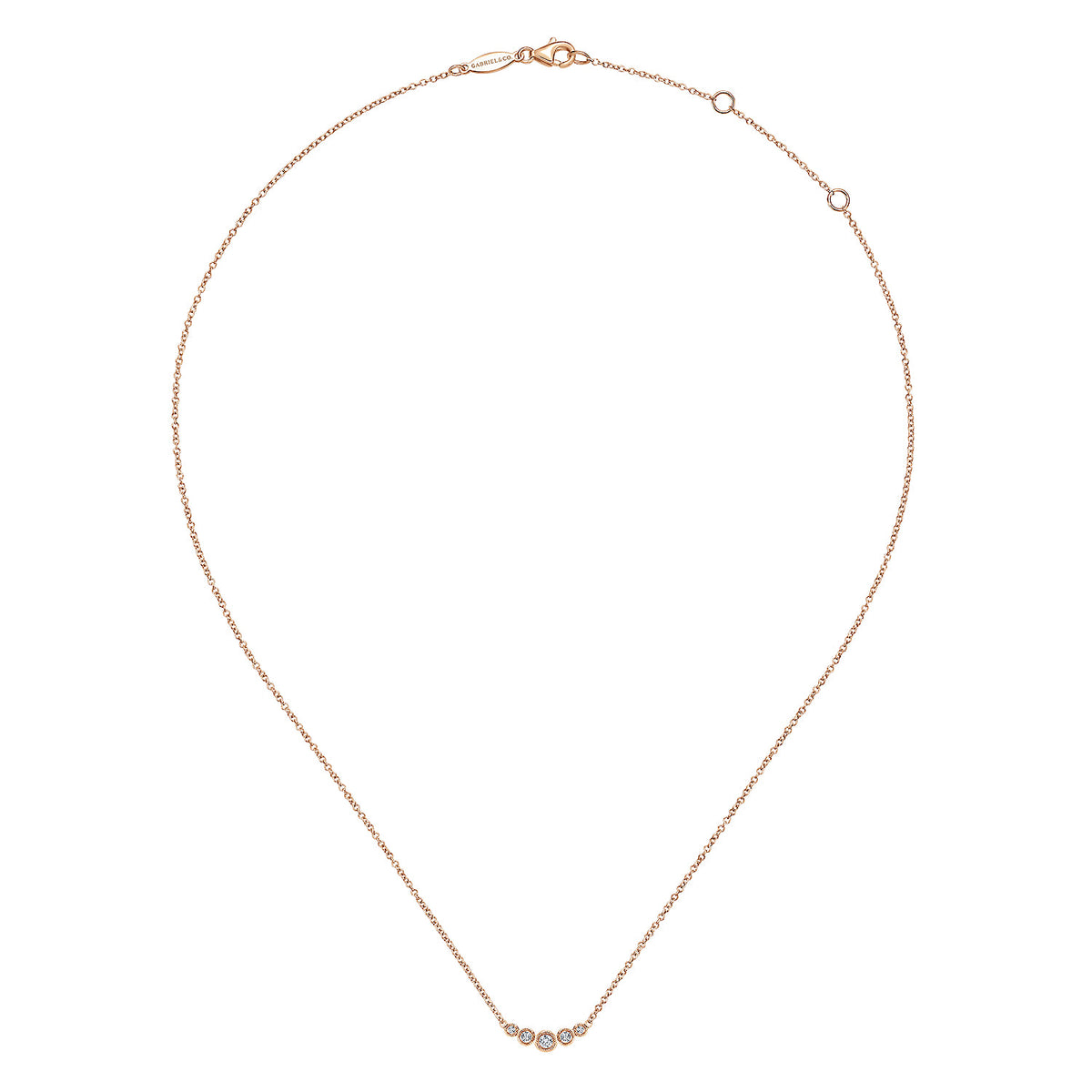 Curved 14K Rose Gold Bezel Set Diamond Bar Necklace — Gabriel & Co. NK5424K45JJ