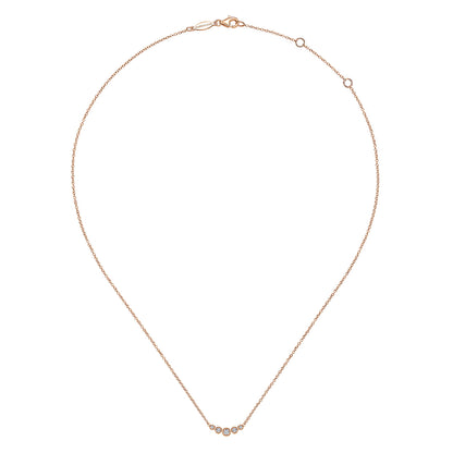 Curved 14K Rose Gold Bezel Set Diamond Bar Necklace — Gabriel & Co. NK5424K45JJ
