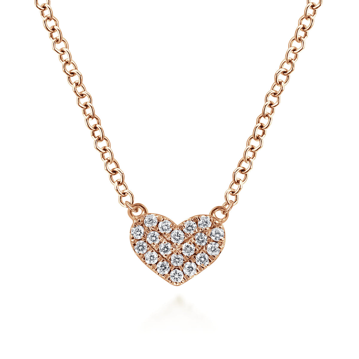 14K Rose Gold Pave Diamond Pendant Heart Necklace — Gabriel & Co. NK5450K45JJ