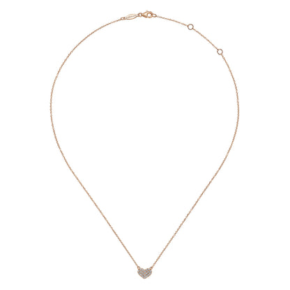 14K Rose Gold Pave Diamond Pendant Heart Necklace — Gabriel & Co. NK5450K45JJ