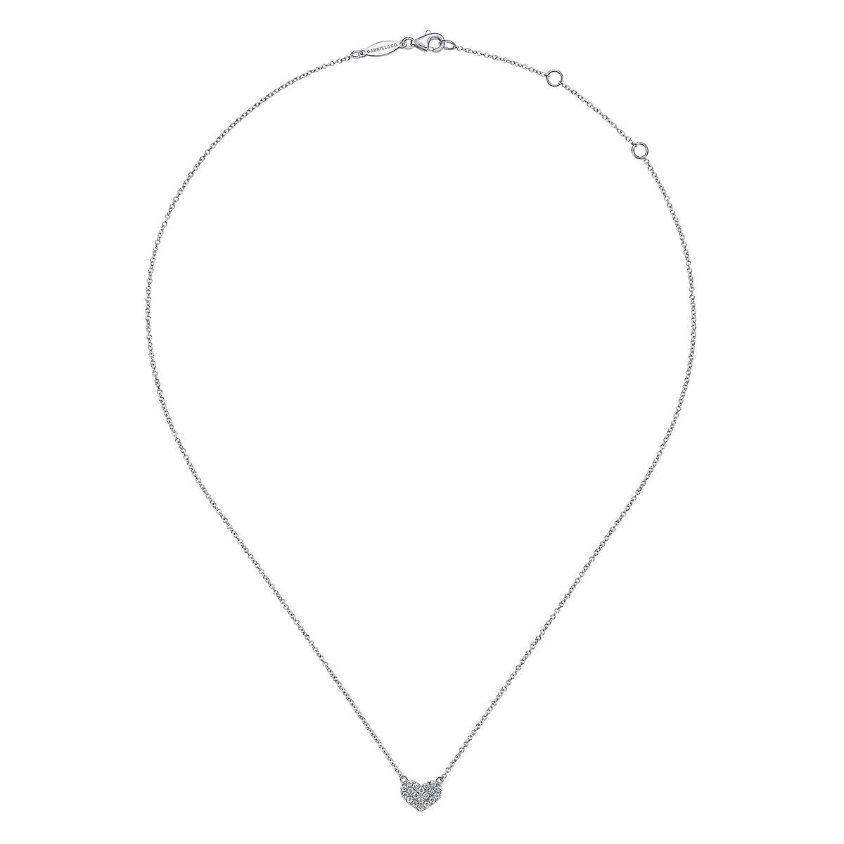 14K White Gold Pave Diamond Pendant Heart Necklace — Gabriel & Co. NK5450W45JJ