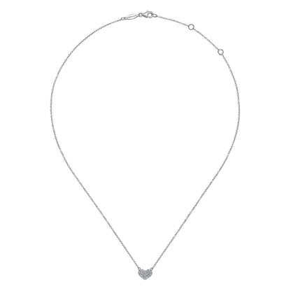 14K White Gold Pave Diamond Pendant Heart Necklace — Gabriel & Co. NK5450W45JJ