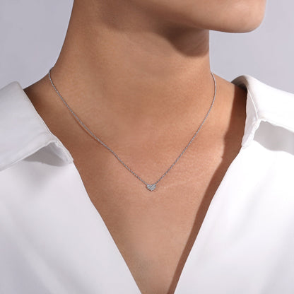 14K White Gold Pave Diamond Pendant Heart Necklace — Gabriel & Co. NK5450W45JJ
