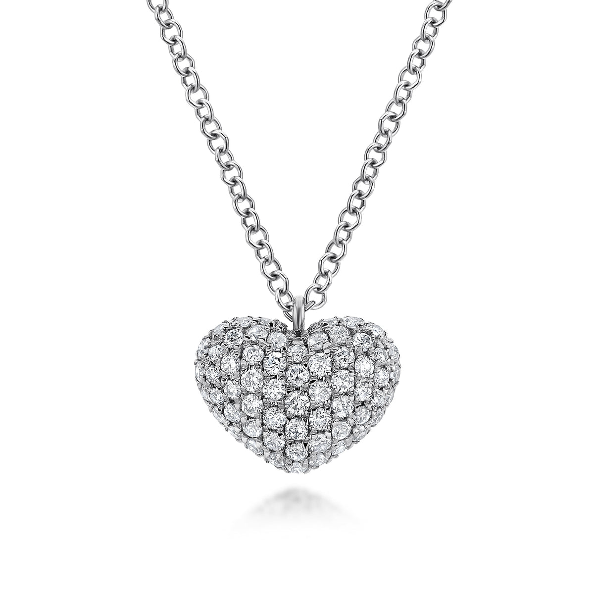 14K White Gold Pavé Diamond Encrusted Heart Necklace — Gabriel & Co. NK5562W45JJ