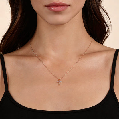 14K Rose Gold Sculpted Diamond Cross Pendant Necklace — Gabriel & Co. NK5728K45JJ