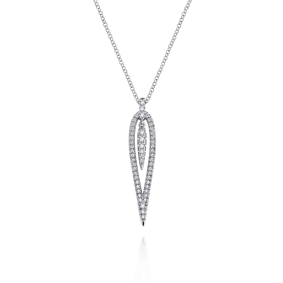 14K White Gold Open Teardrop Diamond Pendant Necklace — Gabriel & Co. NK5814W45JJ