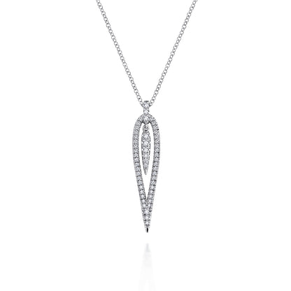14K White Gold Open Teardrop Diamond Pendant Necklace — Gabriel & Co. NK5814W45JJ