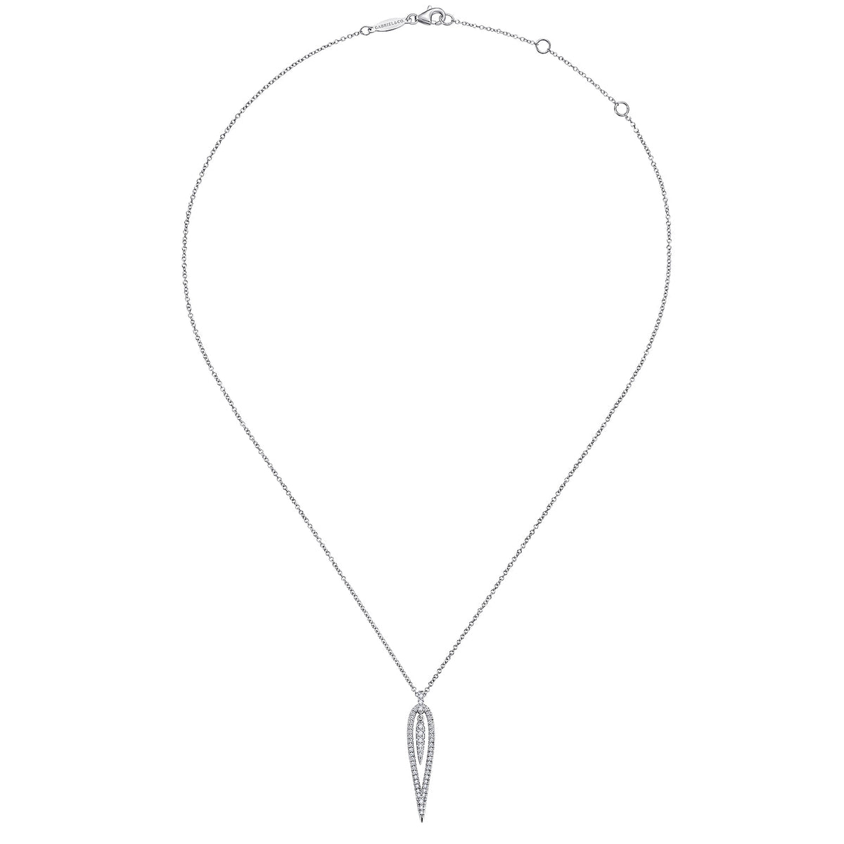 14K White Gold Open Teardrop Diamond Pendant Necklace — Gabriel & Co. NK5814W45JJ