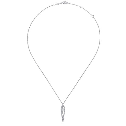 14K White Gold Open Teardrop Diamond Pendant Necklace — Gabriel & Co. NK5814W45JJ