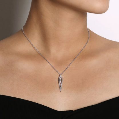 14K White Gold Open Teardrop Diamond Pendant Necklace — Gabriel & Co. NK5814W45JJ