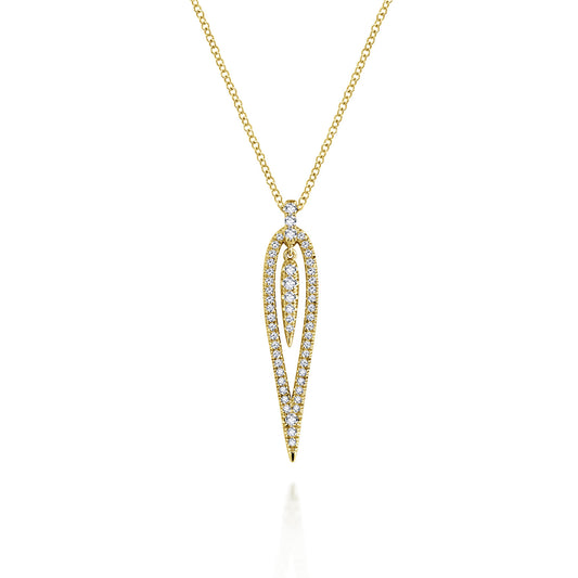 14K Yellow Gold Open Teardrop Diamond Pendant Necklace — Gabriel & Co. NK5814Y45JJ
