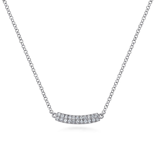 Bar Necklace Straight 14K White Gold Diamond 0.11ct — Gabriel & Co. NK5989W45JJ