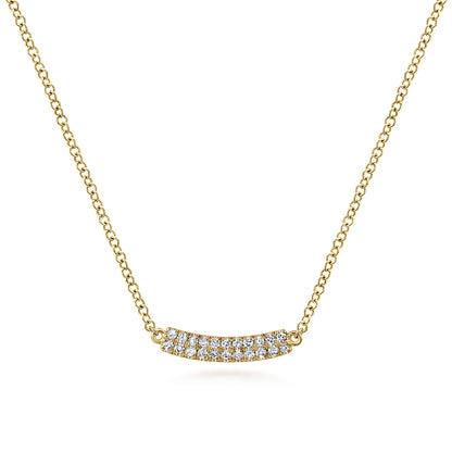 14K Yellow Gold Curved Pave Diamond Bar Necklace — Gabriel & Co. NK5989Y45JJ
