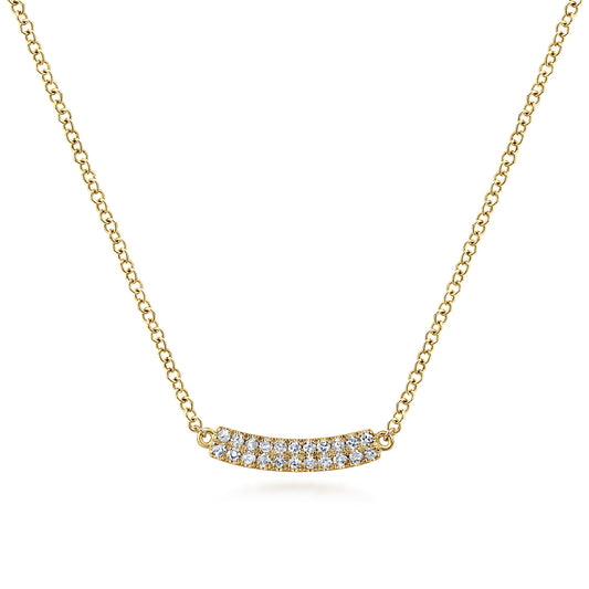 14K Yellow Gold Curved Pave Diamond Bar Necklace — Gabriel & Co. NK5989Y45JJ
