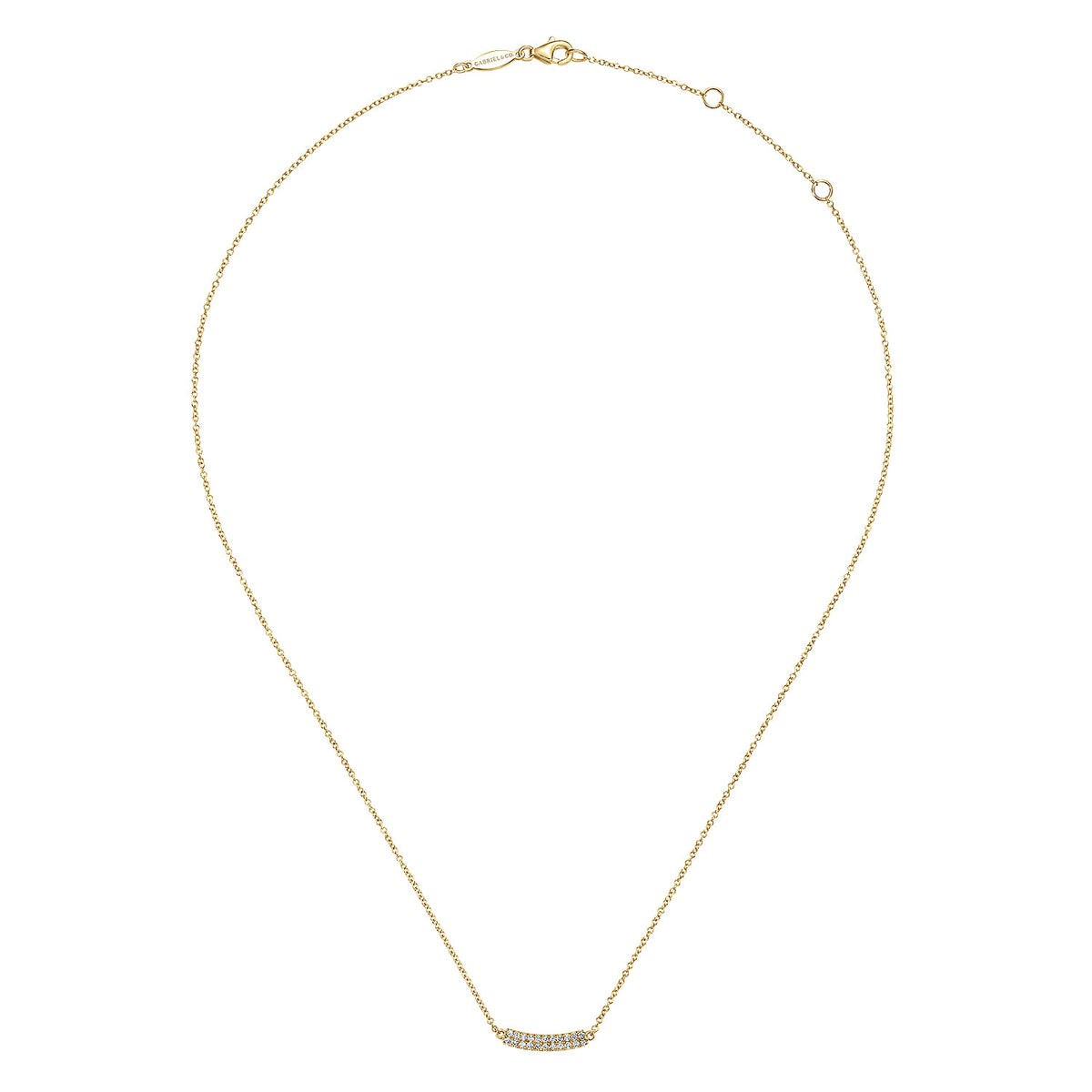 14K Yellow Gold Curved Pave Diamond Bar Necklace — Gabriel & Co. NK5989Y45JJ
