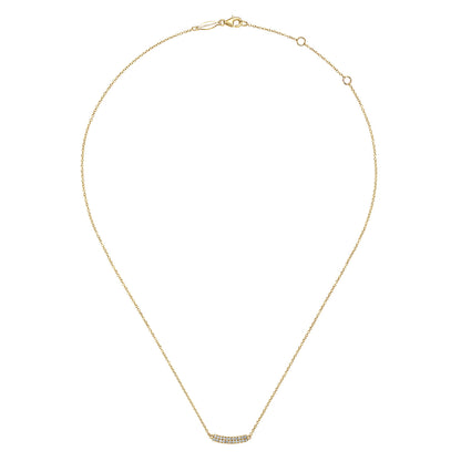14K Yellow Gold Curved Pave Diamond Bar Necklace — Gabriel & Co. NK5989Y45JJ