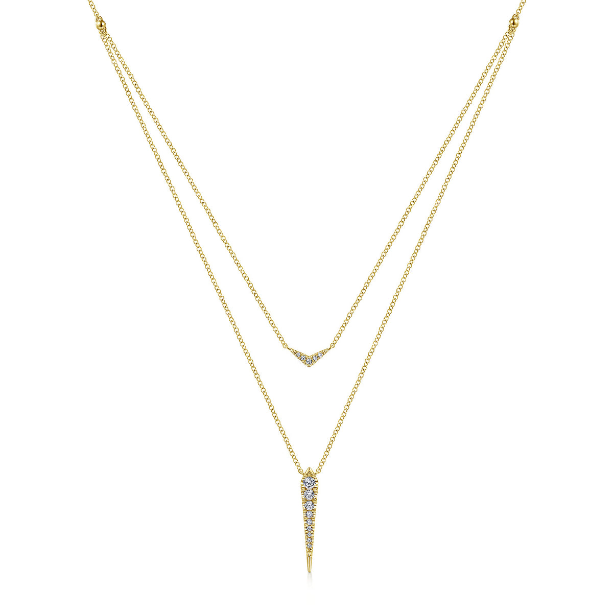14K Yellow Gold Layered Pavé Diamond Bar and Spike Pendant Necklace — Gabriel & Co. NK6009Y45JJ