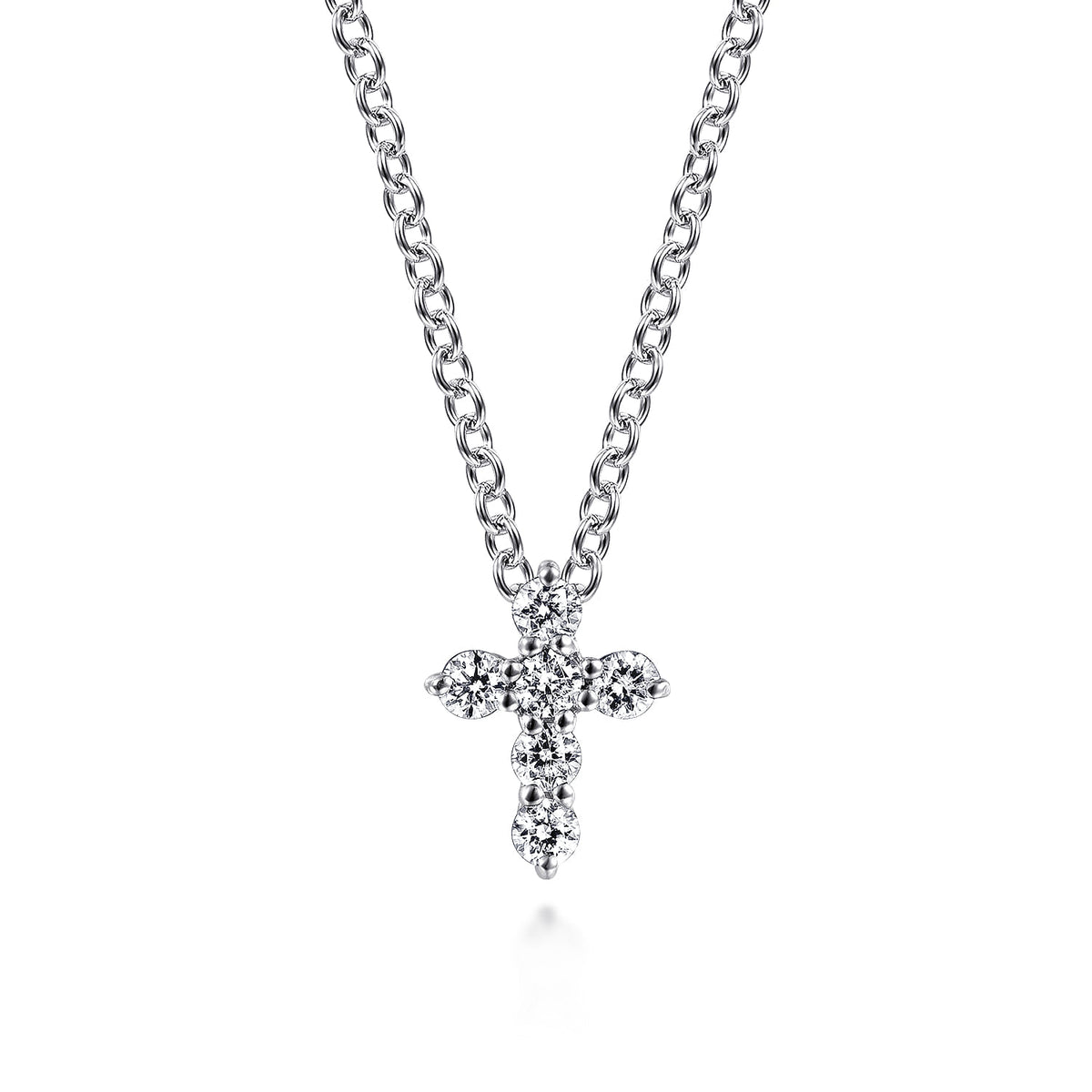 18 inch 14K White Gold Diamond Cross Pendant Necklace — Gabriel & Co. NK6107W45JJ