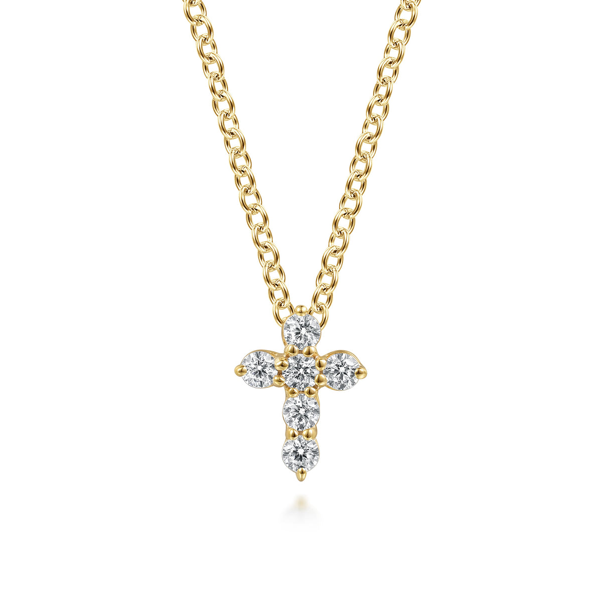 18 inch 14K Yellow Gold Diamond Cross Pendant Necklace — Gabriel & Co. NK6107Y45JJ