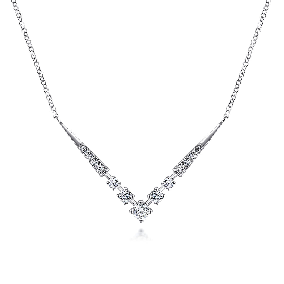 14K White Gold Diamond Chevron Necklace — Gabriel & Co. NK6188W45JJ