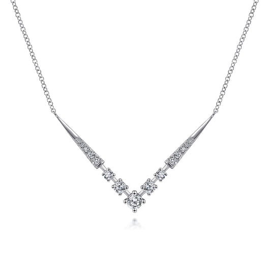 14K White Gold Diamond Chevron Necklace — Gabriel & Co. NK6188W45JJ