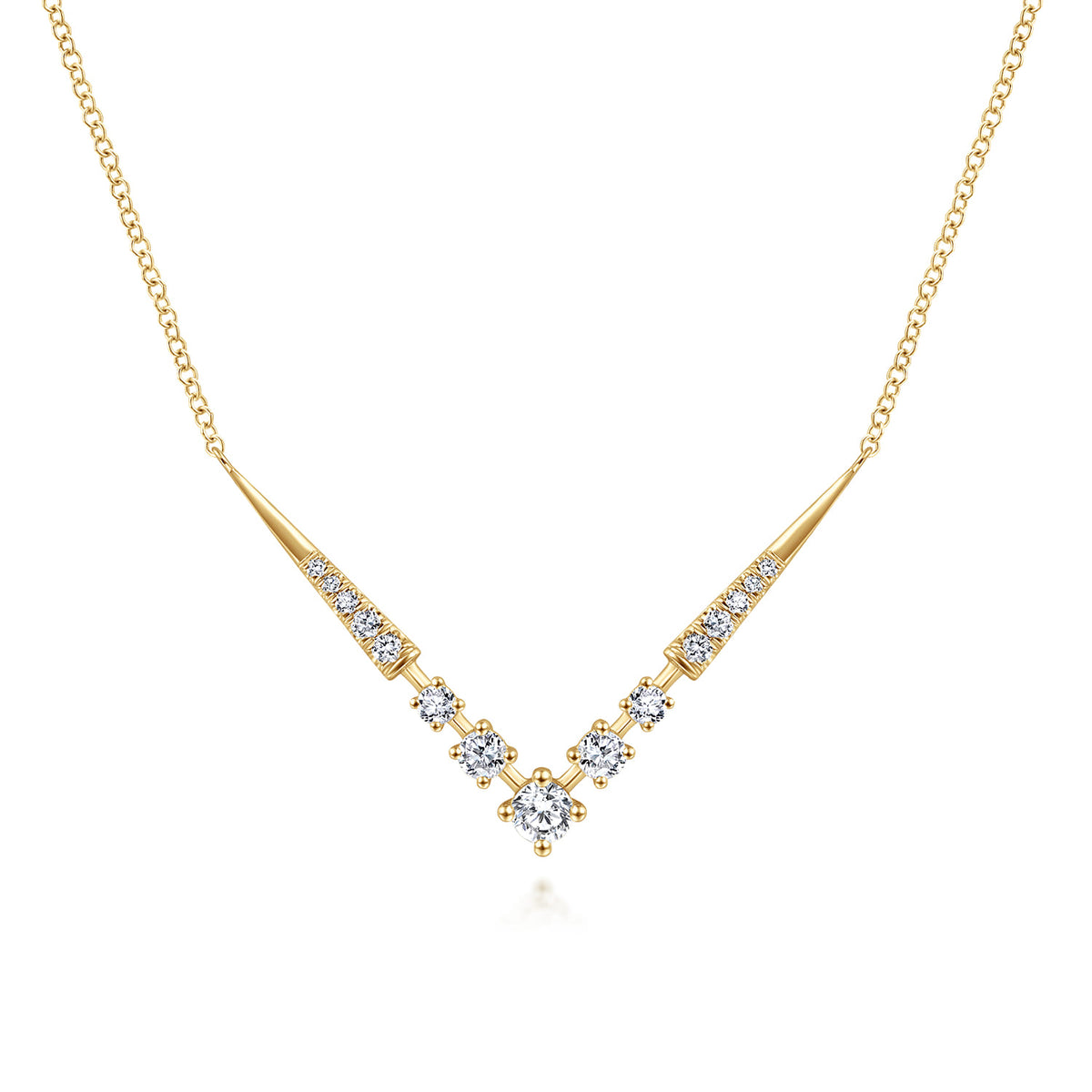 14K Yellow Gold Diamond Chevron Necklace — Gabriel & Co. NK6188Y45JJ