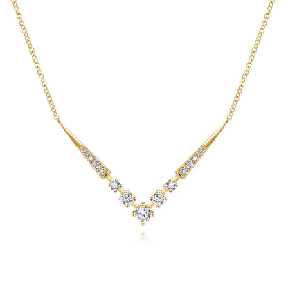 14K Yellow Gold Diamond Chevron Necklace — Gabriel & Co. NK6188Y45JJ