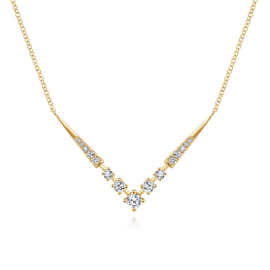 14K Yellow Gold Diamond Chevron Necklace — Gabriel & Co. NK6188Y45JJ