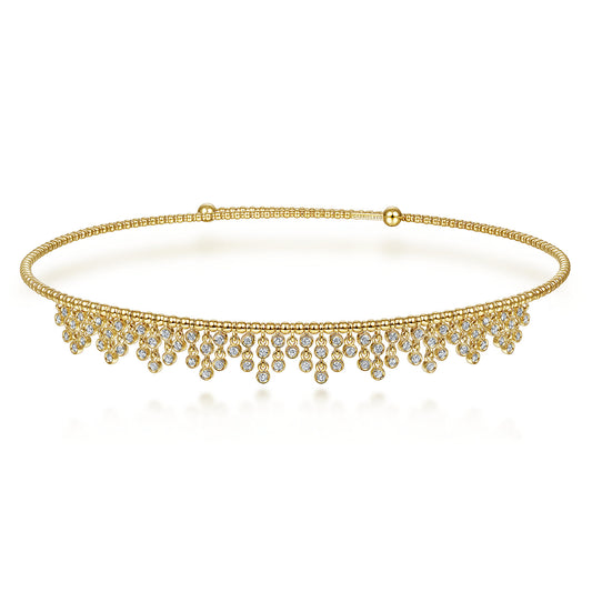 14K Yellow Gold Diamond Clusters Bujukan Beaded Choker Necklace — Gabriel & Co. NK6207Y45JJ