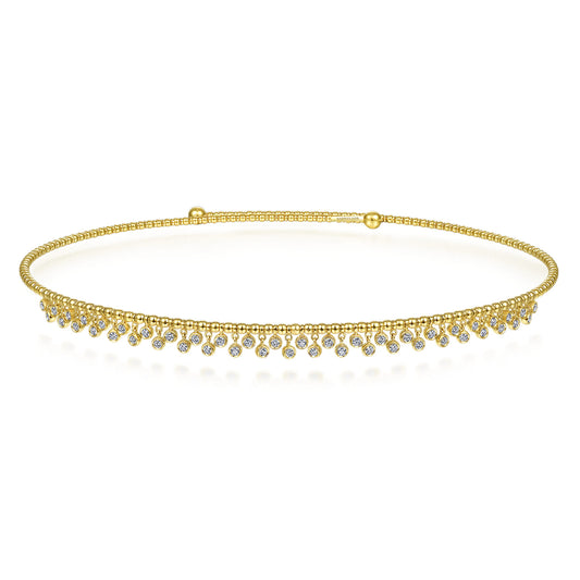 14K Yellow Gold Diamond Clusters Bujukan Beaded Choker Necklace — Gabriel & Co. NK6208Y45JJ