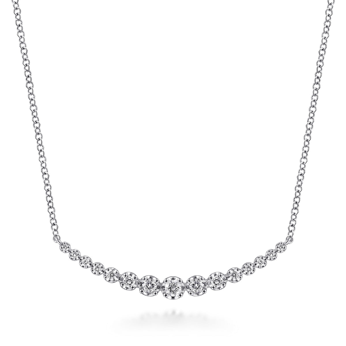 Bar Necklace Curved 14K White Gold Diamond 0.25ct — Gabriel & Co. NK6215W45JJ