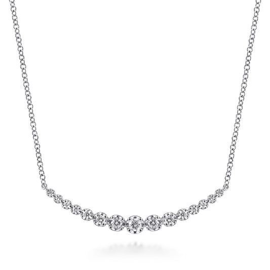 Bar Necklace Curved 14K White Gold Diamond 0.25ct — Gabriel & Co. NK6215W45JJ
