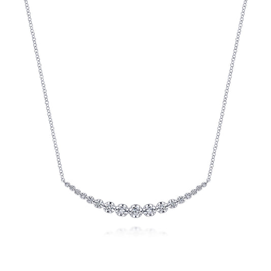 14K White Gold Diamond Curved Bar Necklace — Gabriel & Co. NK6216W45JJ