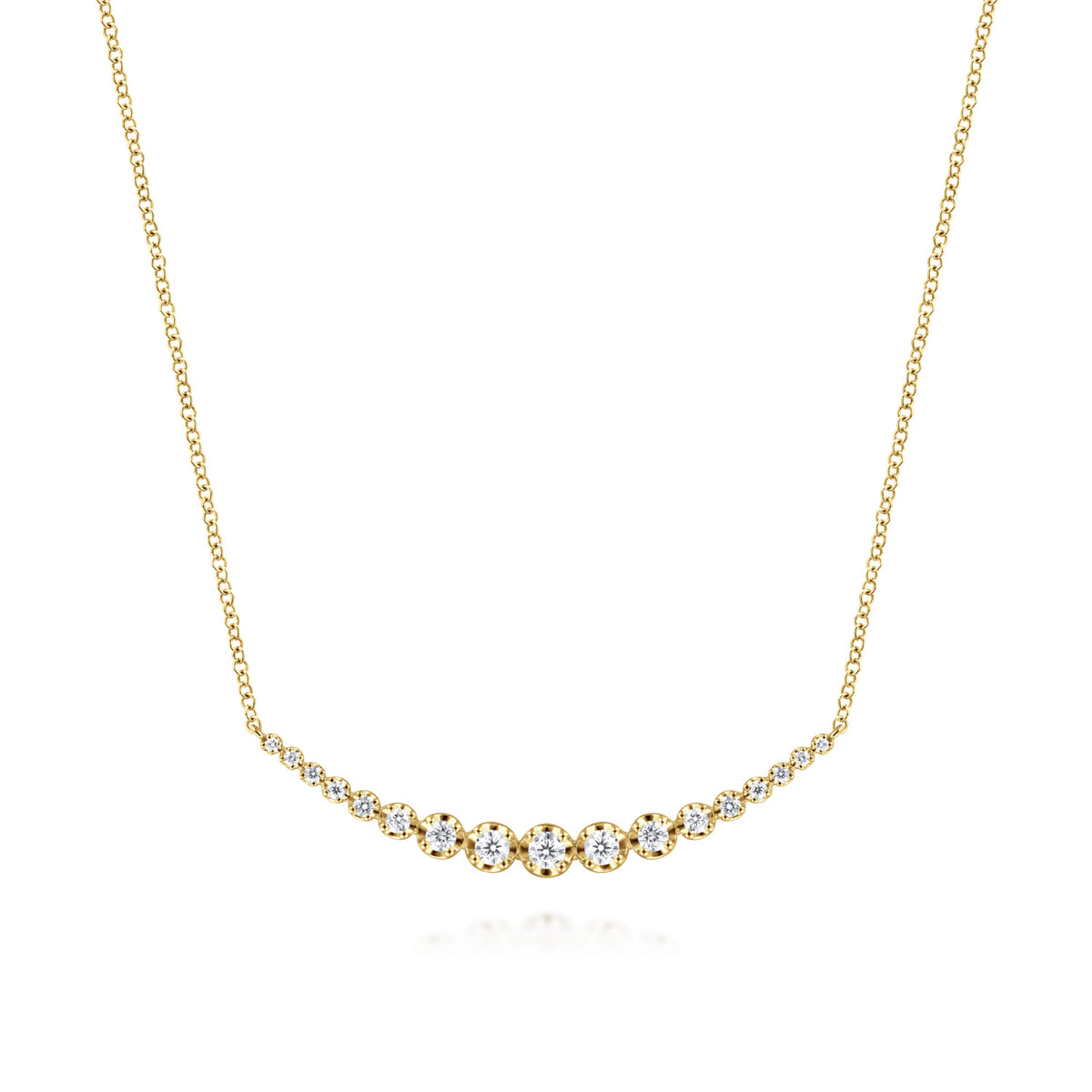 14K Yellow Gold Diamond Curved Bar Necklace — Gabriel & Co. NK6216Y45JJ