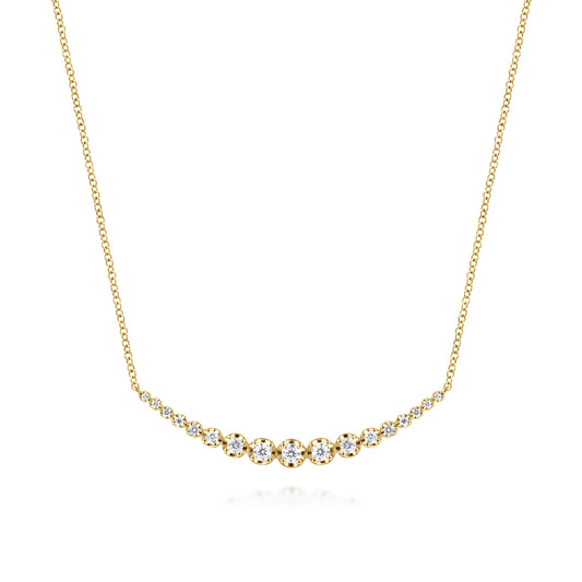 14K Yellow Gold Diamond Curved Bar Necklace — Gabriel & Co. NK6216Y45JJ