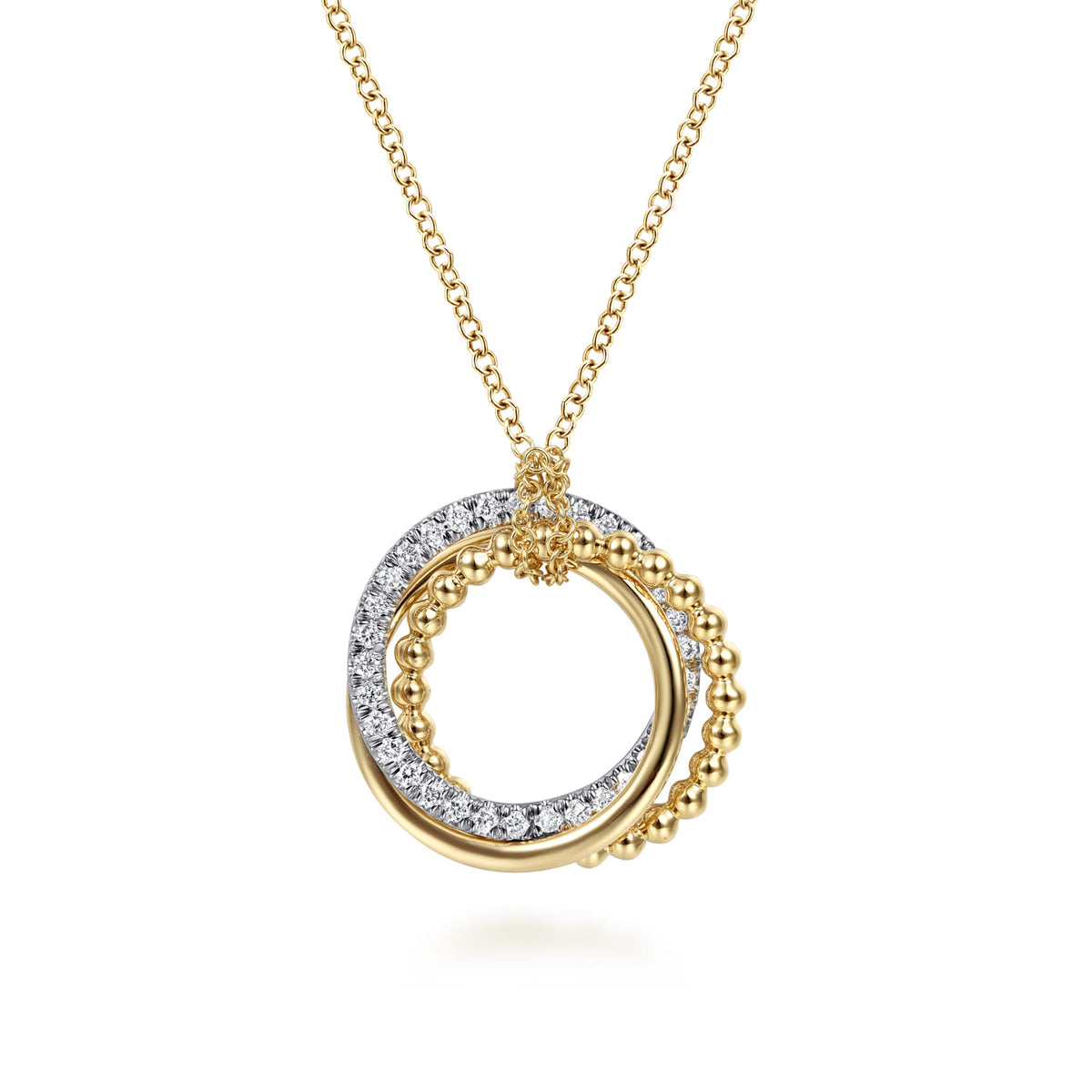 14K White & Yellow Gold Diamond Pendant Necklace-Bujukan — Gabriel & Co. NK6360M45JJ
