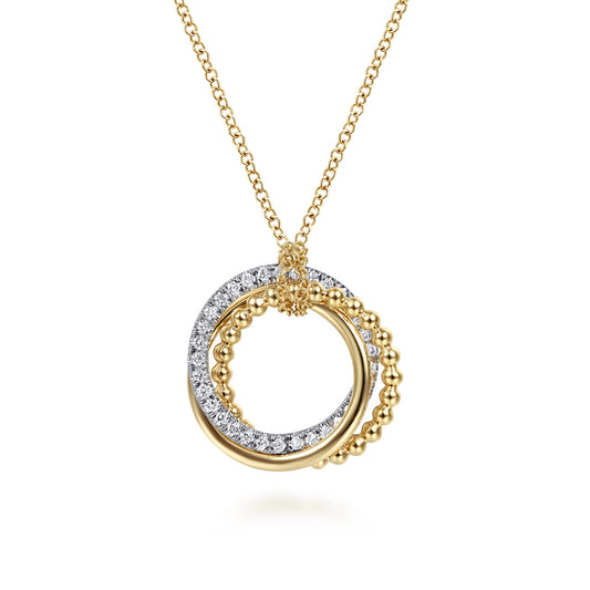 14K White & Yellow Gold Diamond Pendant Necklace-Bujukan — Gabriel & Co. NK6360M45JJ