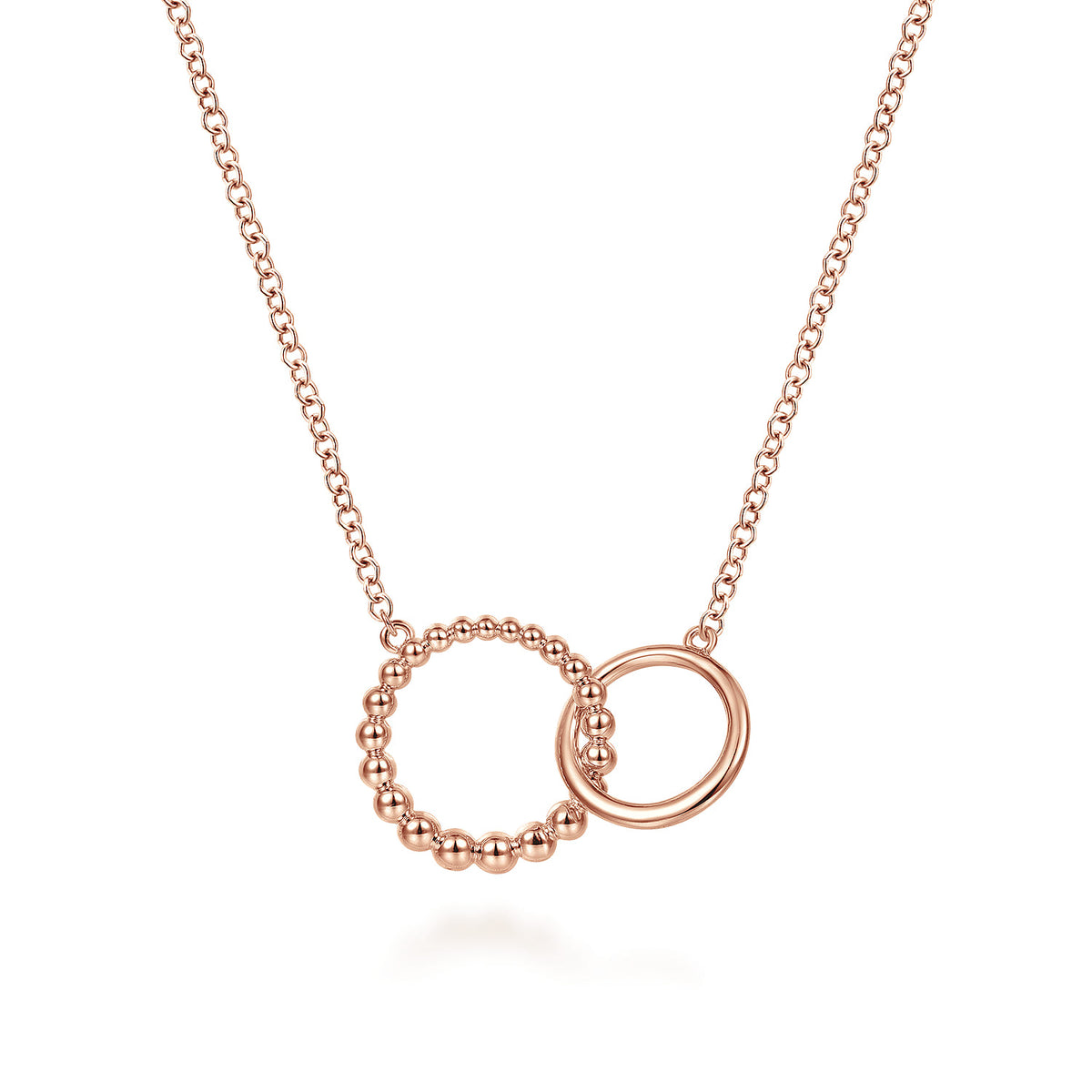 14K Rose Gold Bujukan Beaded Double Circle Necklace — Gabriel & Co. NK6388K4JJJ