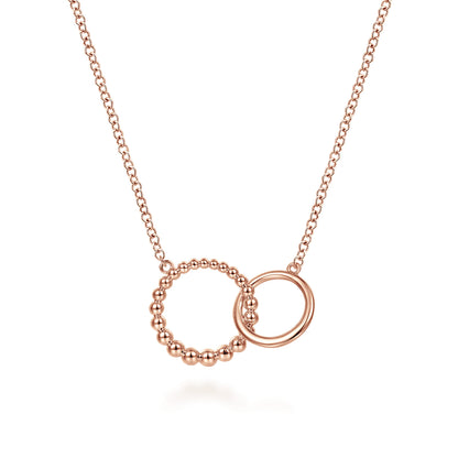 14K Rose Gold Bujukan Beaded Double Circle Necklace — Gabriel & Co. NK6388K4JJJ