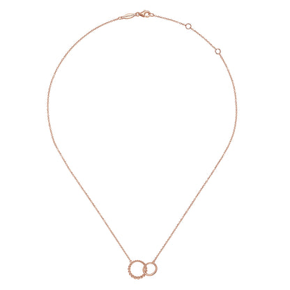 14K Rose Gold Bujukan Beaded Double Circle Necklace — Gabriel & Co. NK6388K4JJJ