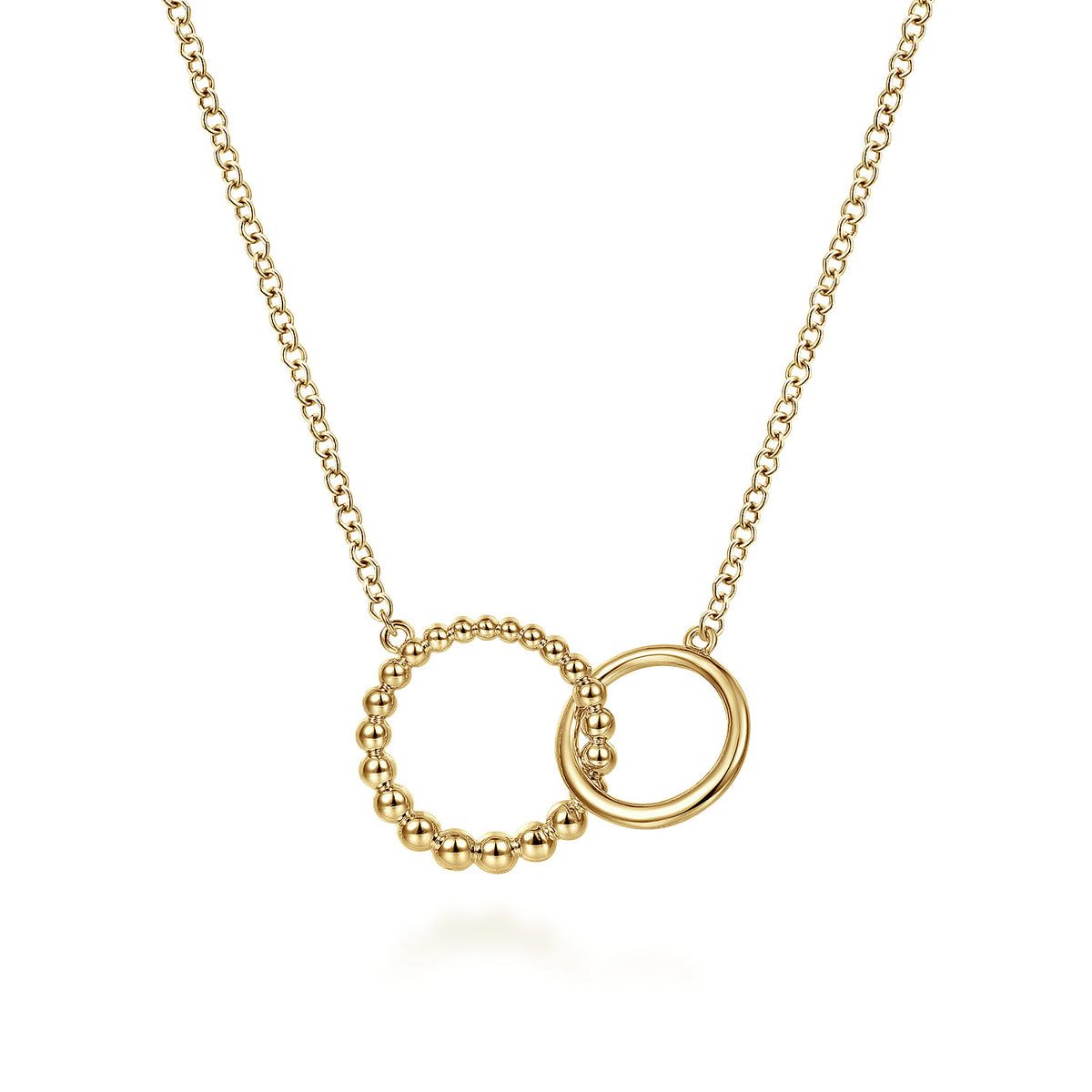 14K Yellow Gold Bujukan Beaded Double Circle Necklace — Gabriel & Co. NK6388Y4JJJ