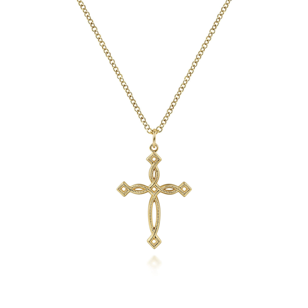 14K Yellow Gold Twisted Cross Pendant Necklace — Gabriel & Co. NK6411Y4JJJ