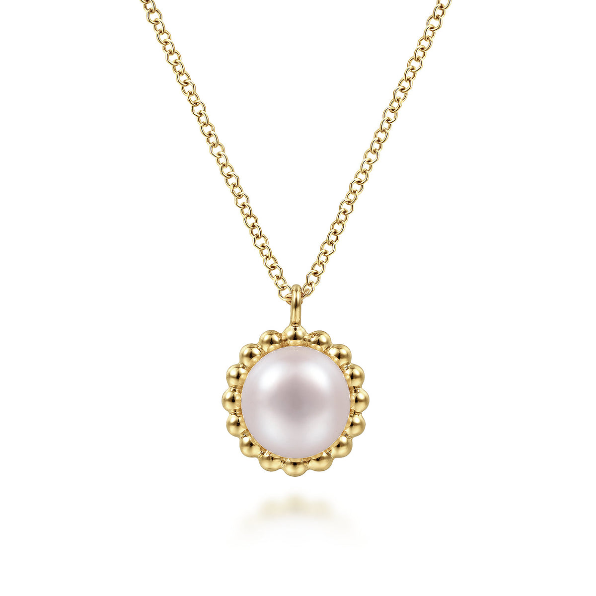 14K Yellow Gold Pearl Pendant Necklace-Bujukan — Gabriel & Co. NK6412Y4JPL