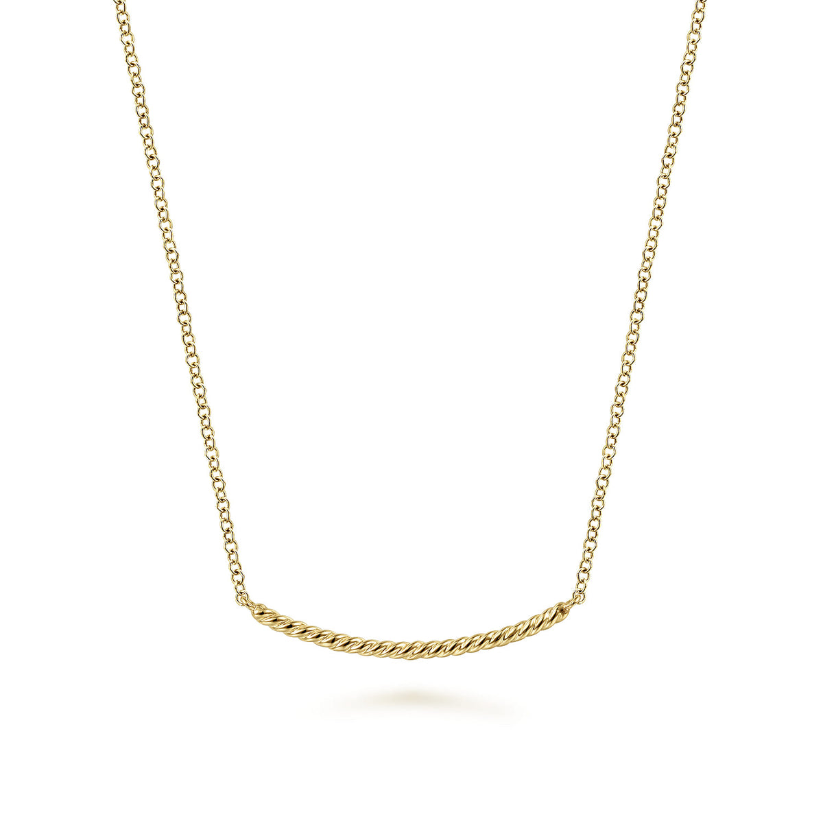 14K Yellow Gold Twisted Rope Curved Bar Necklace — Gabriel & Co. NK6458Y4JJJ
