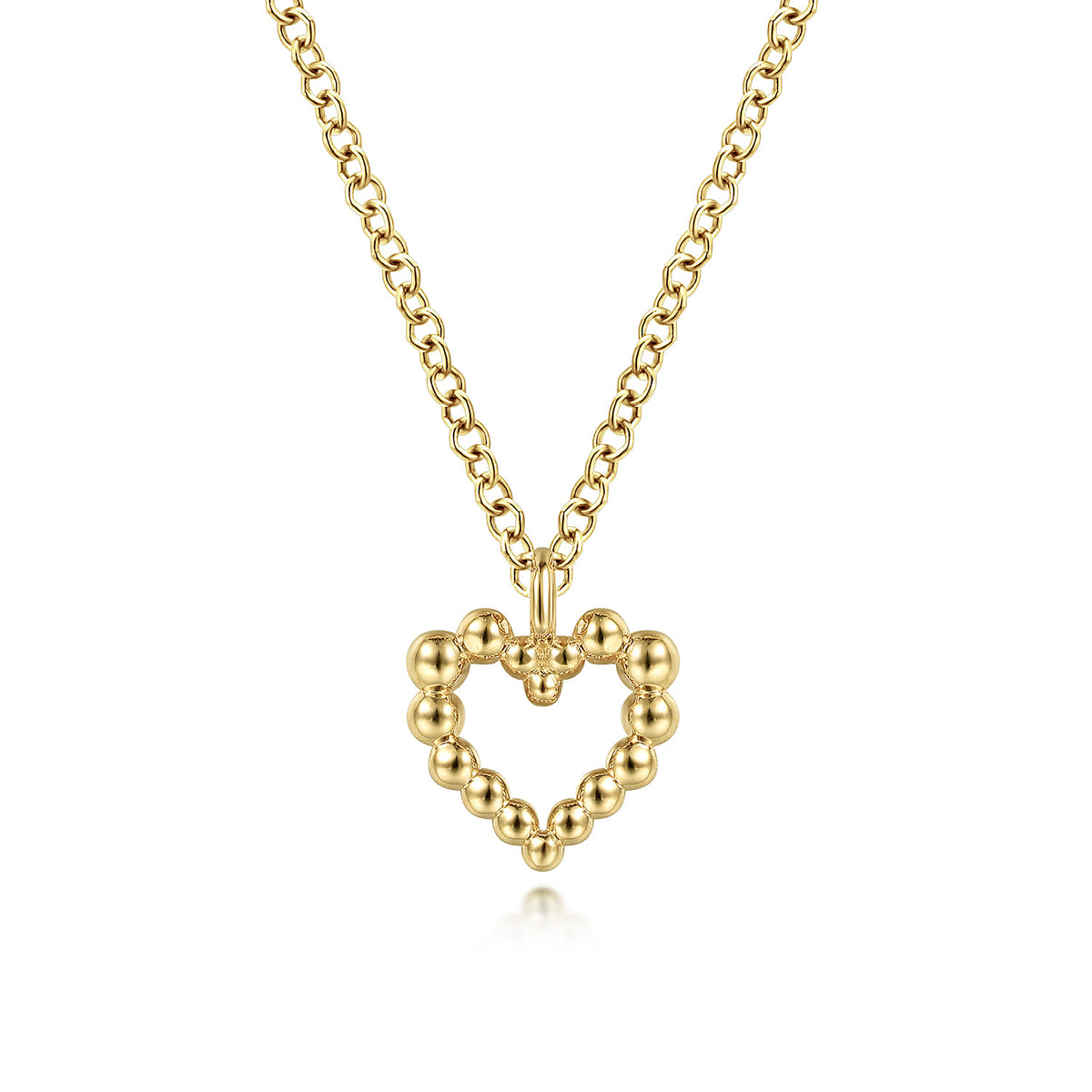 14K Yellow Gold Bujukan Bead Open Heart Pendant Necklace — Gabriel & Co. NK6463Y4JJJ