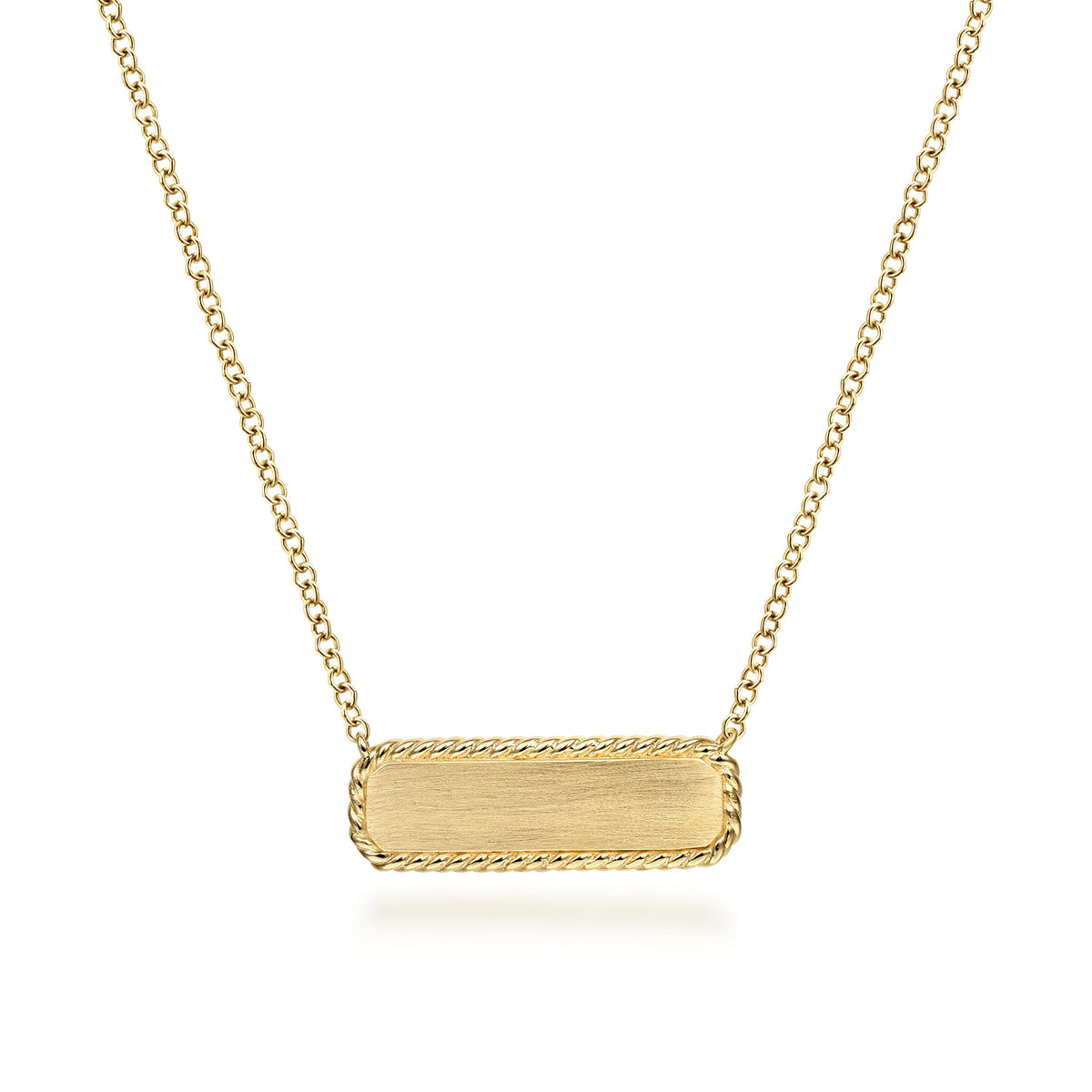 14K Yellow Gold Rectangular ID Pendant Necklace with Twisted Rope Frame — Gabriel & Co. NK6467Y4JJJ